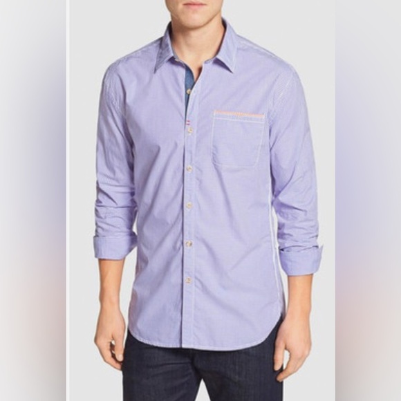 ROBERT GRAHAM Men's Light Purple gingham plaid checked tailored fit designer M - Picture 1 of 15